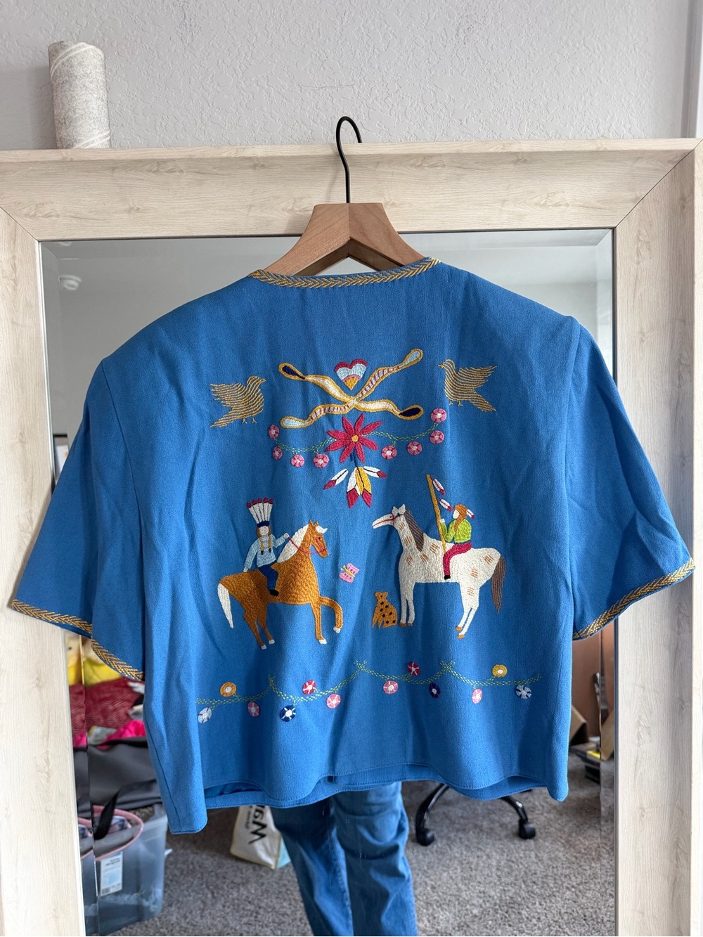 Double D Ranch Wear Western Embroidery Horse Shoulder Pad Jacket Top Large - Picture 5 of 6